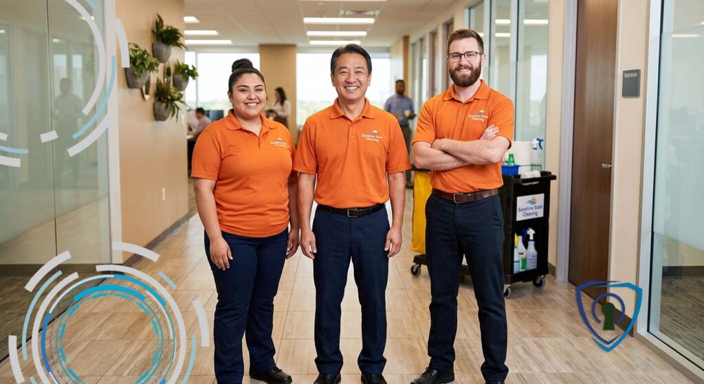 A proud janitorial team