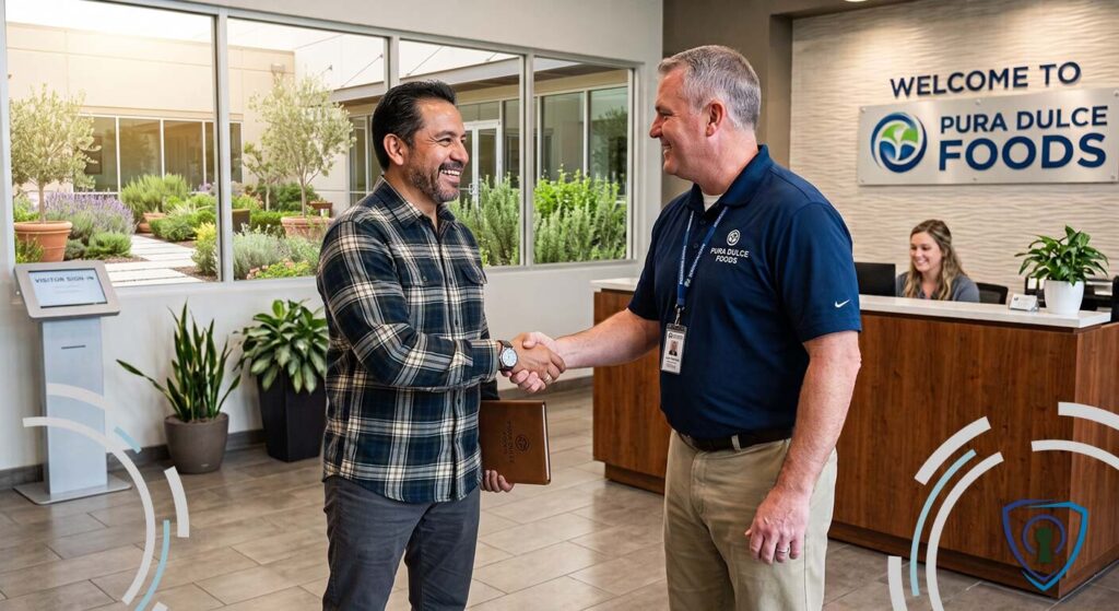 meeting between procurement manager and janitorial sales rep
